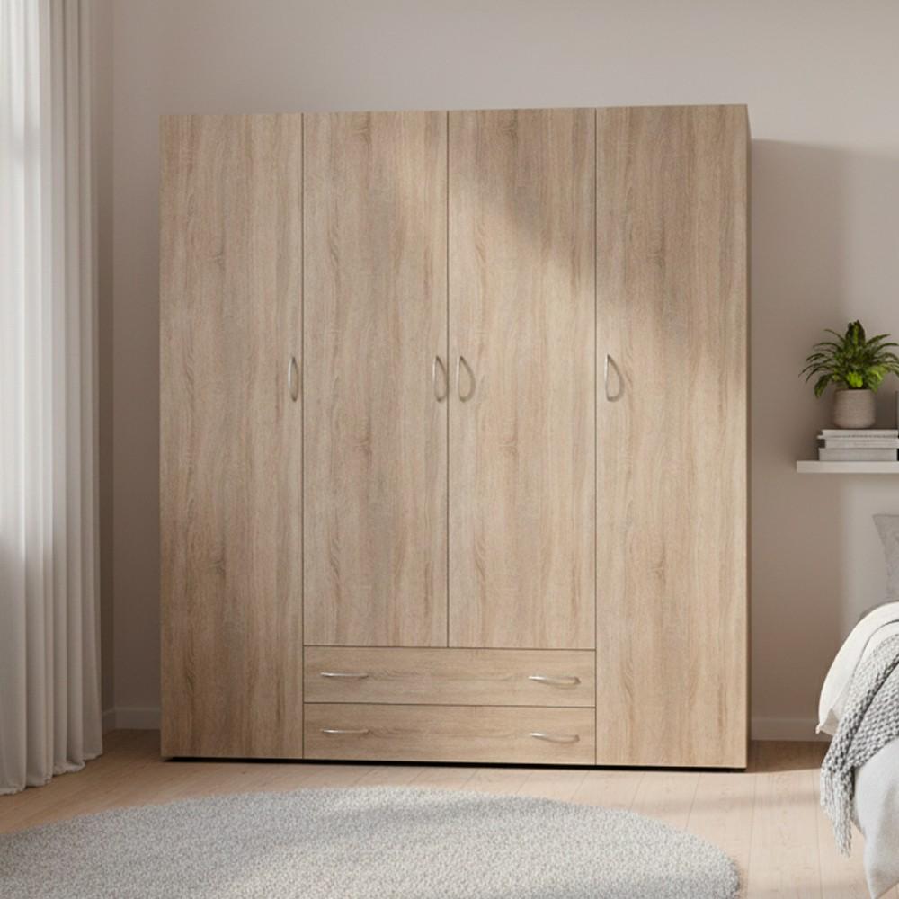 Armadio 4 ante 2 cassetti Seba 4 colore rovere sonoma