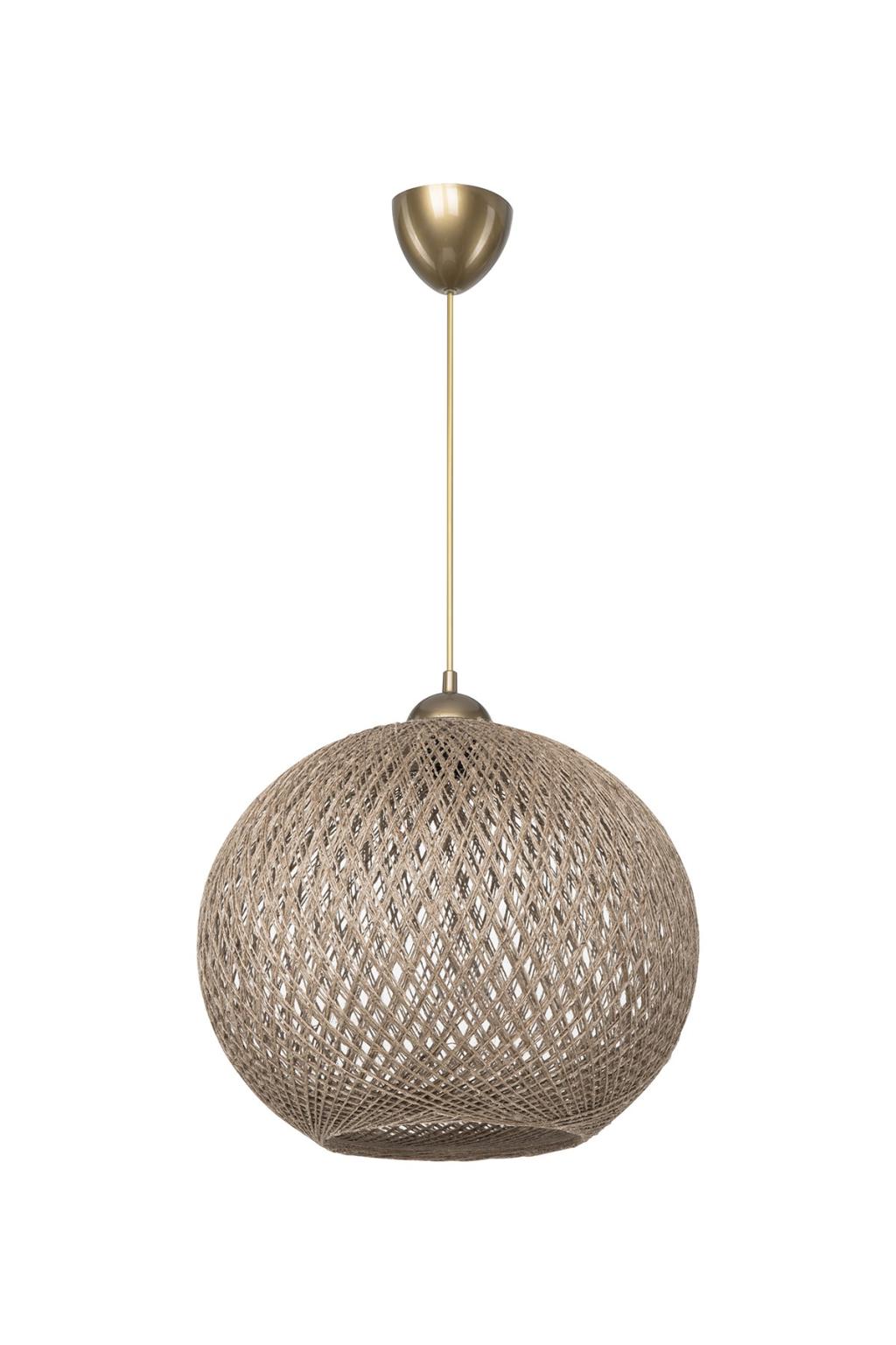 Lampada da soffitto Yumak MDL4746 con paralume in corda beige