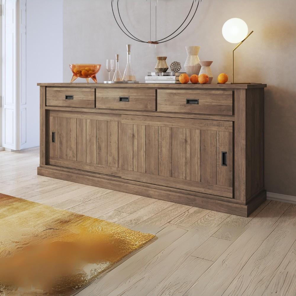 Madia AnthonyIII 67070 con 2 ante scorrevoli e 3 cassetti colore noce eastwood stile shabby