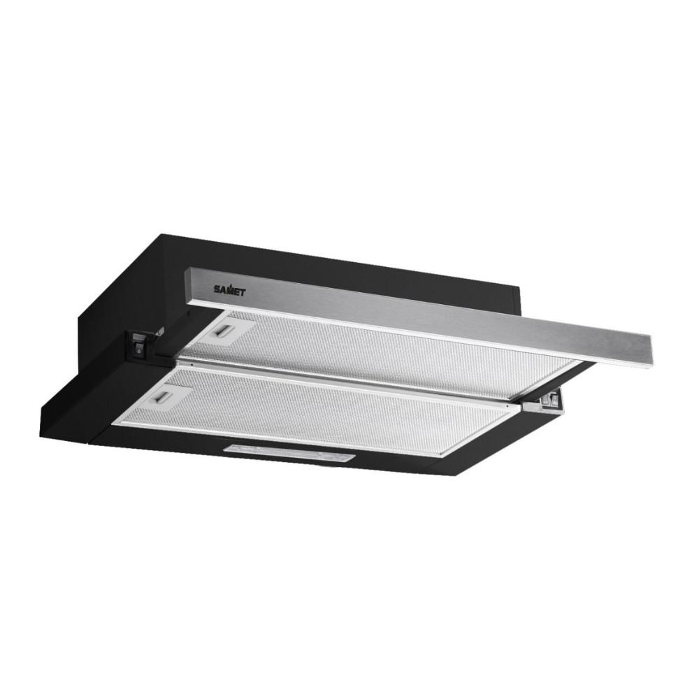 Cappaintegrata Samet New Slim sottopensile potenza aspirante 250 m3/h luce led 60 cm nero con frontalino inox