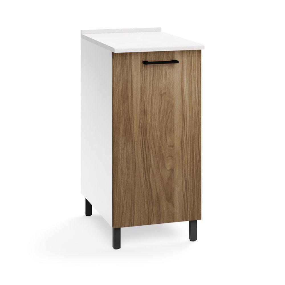 Base cucina con struttura bianco e anta noce naturale 40x50x85H