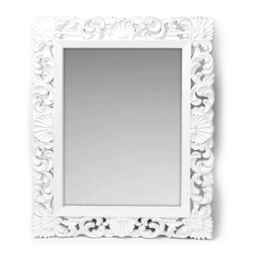 Specchio da parete con cornice a fantasia colore bianco Specchio2