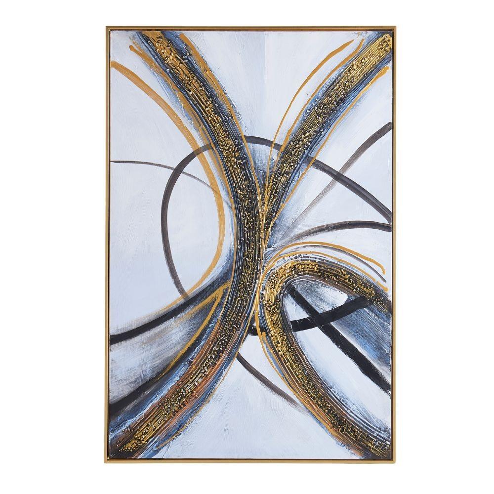 Quadro astratto oro nero su tela con cornice oro Quadro6