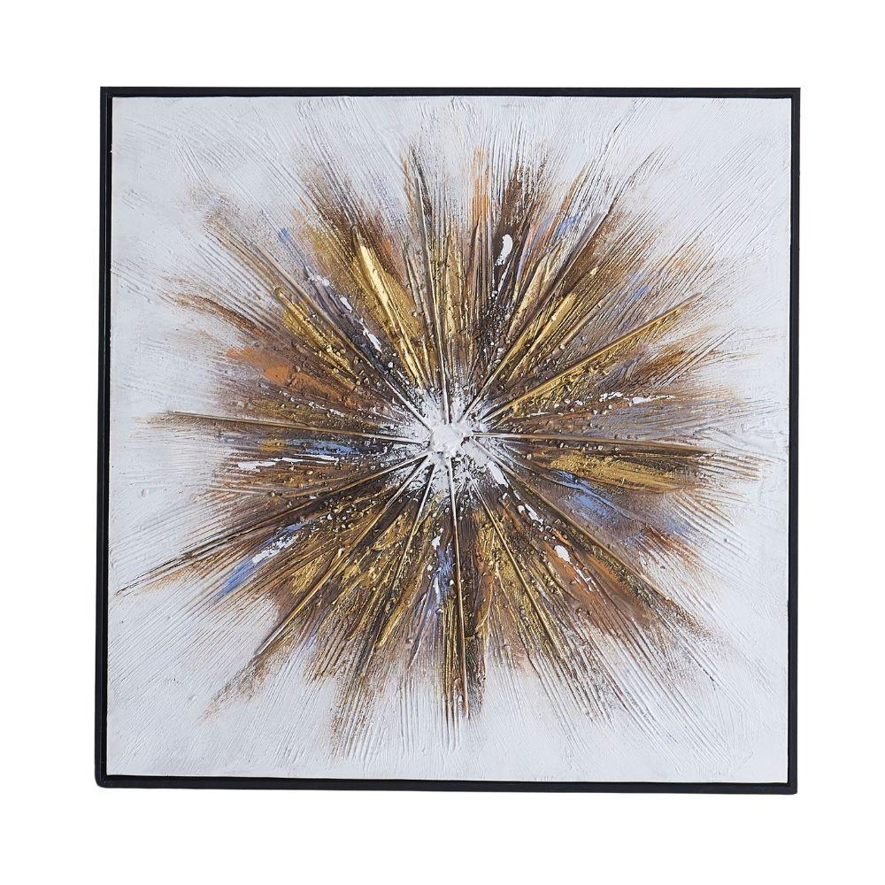 Quadro astratto oro su tela con cornice nera Quadro7