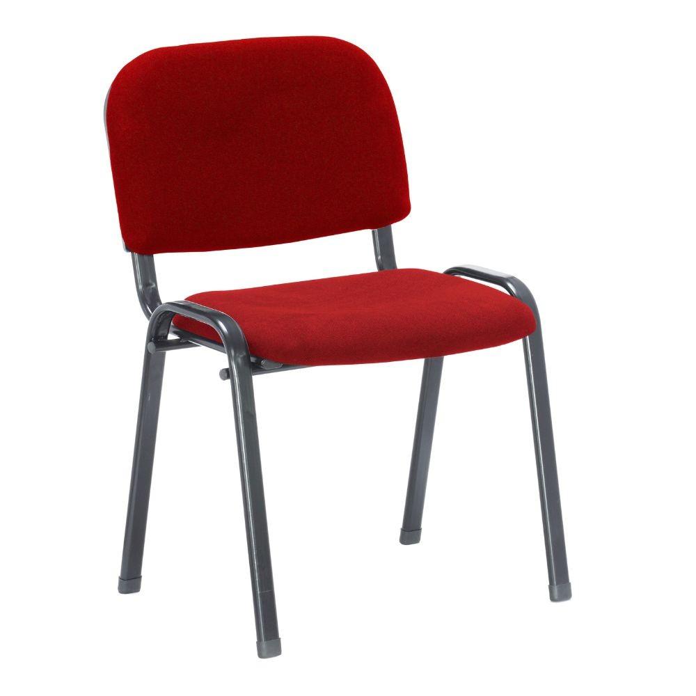 Sedia da ufficio con struttura in metallo nero e tessuto rosso