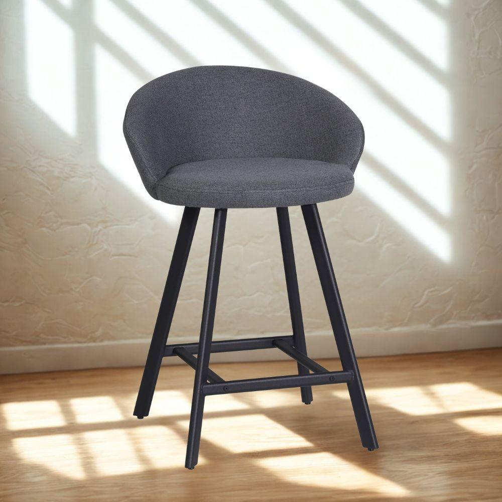 Sgabello Saki in tessuto Nordic 15 grigio con gambe nere