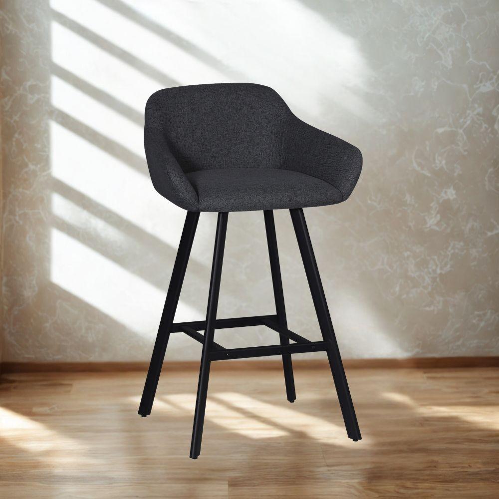 Sgabello Mey in tessuto Nordic 18 grigio scuro con gambe in metallo nere