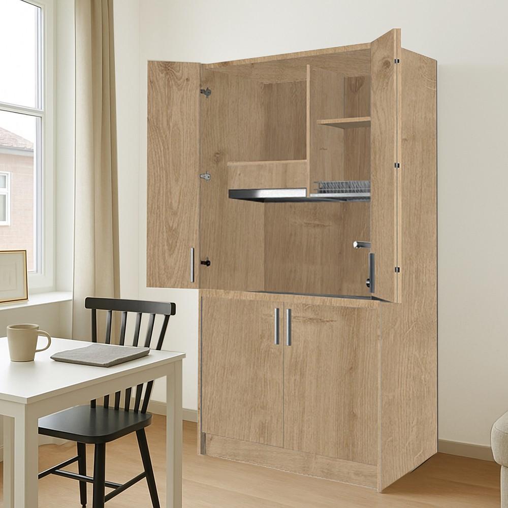 Cucina monoblocco Fold Evolution struttura e ante a libro rovere