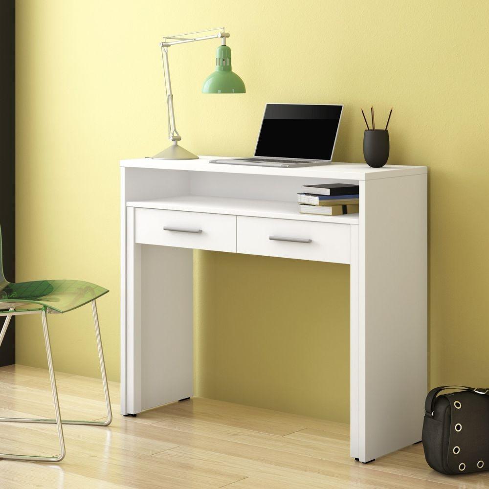 Scrivania Scrivia con piano a scomparsa con due cassetti colore bianco opaco