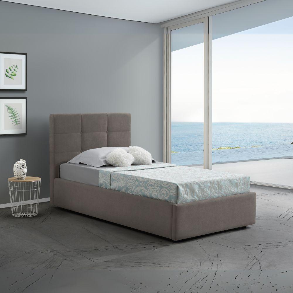 Letto singolo con contenitore Napoli tortora Soro 91