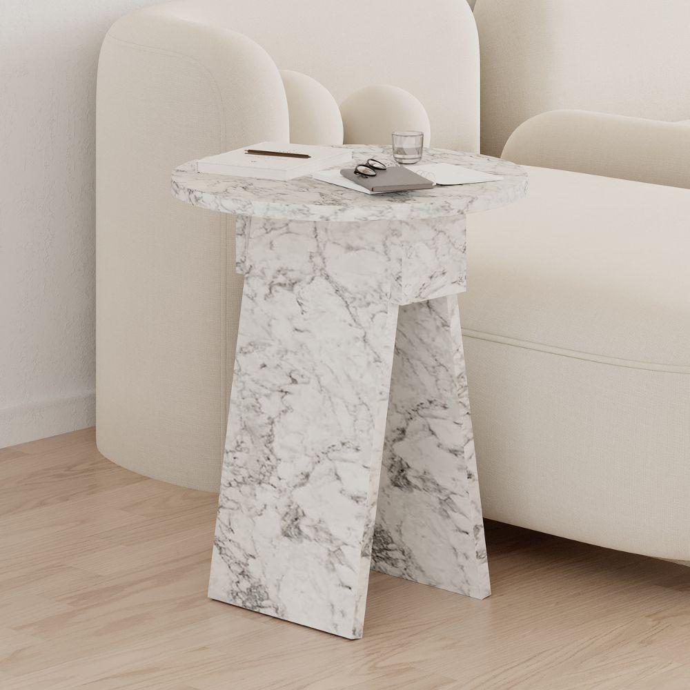 Tavolino da salotto Chen H 50x42x23.4 cm. colore carrara effetto marmo