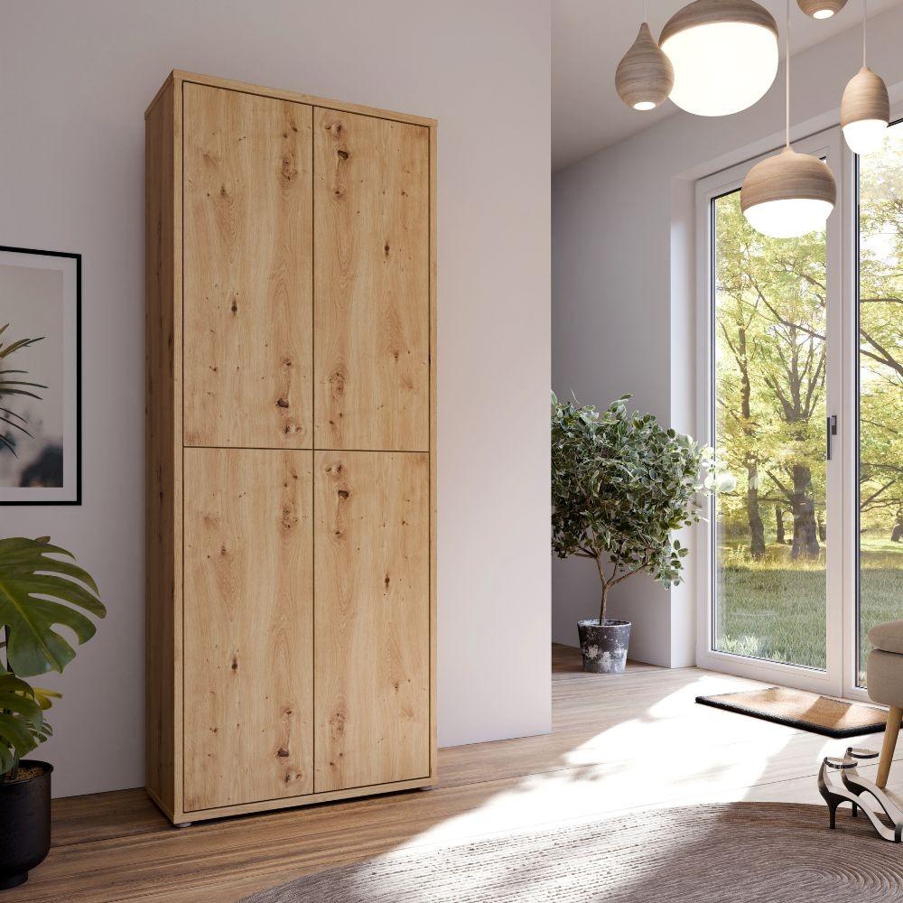 Mobile multiuso Medea 4 ante colore rovere 74.5x34.9xH191.9 cm.
