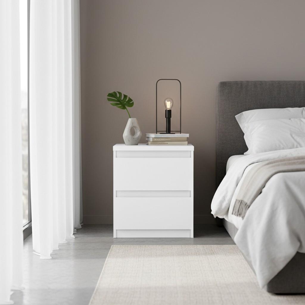 Comodino Morgan 2 cassetti 41.8 x 32.2 x H 49.3 cm. colore bianco