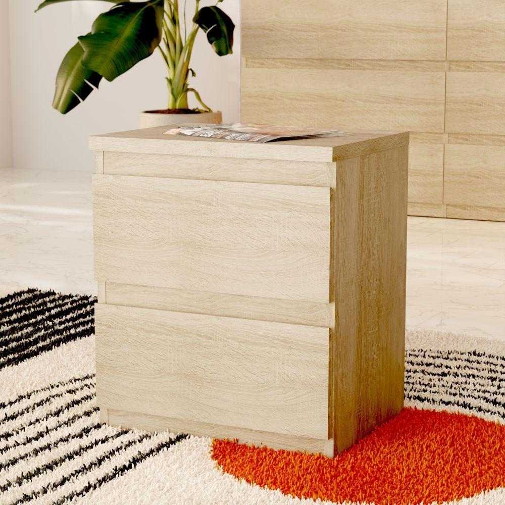 Comodino Morgan 2 cassetti 41.8 x 32.2 x H 49.3 cm. colore rovere