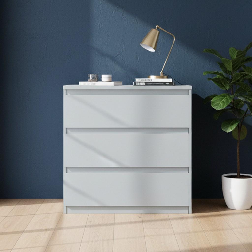 Cassettiera Morgan 3 cassetti 77.2x79.8x42.2 cm. colore grigio chiaro
