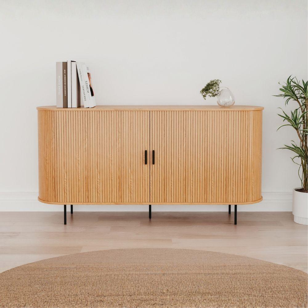 Madia Kajsa 51B con ante scorrevoli listellate colore rovere