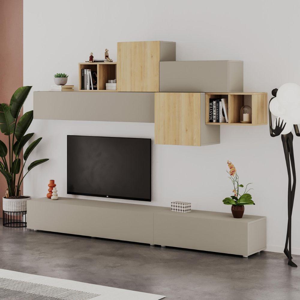 Parete attrezzata Tromen 260 cm. cashmere e rovere MTV234479