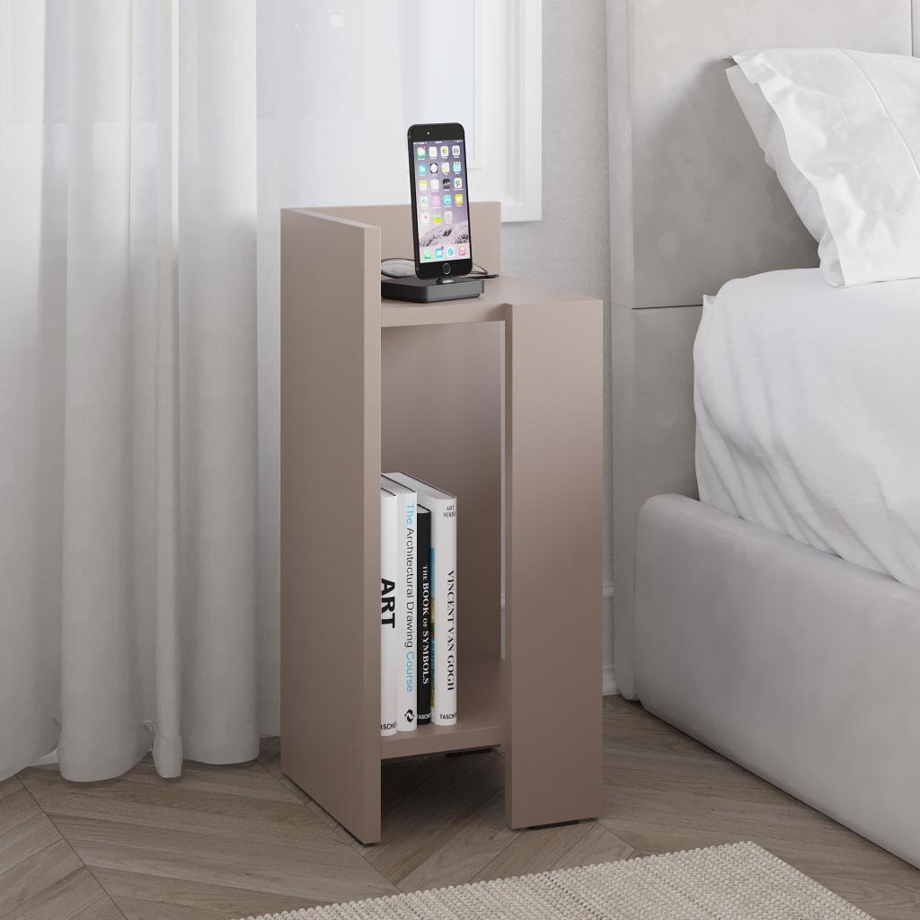Tavolino comodino di design Elos 27x25x60h colore tortora sinistro