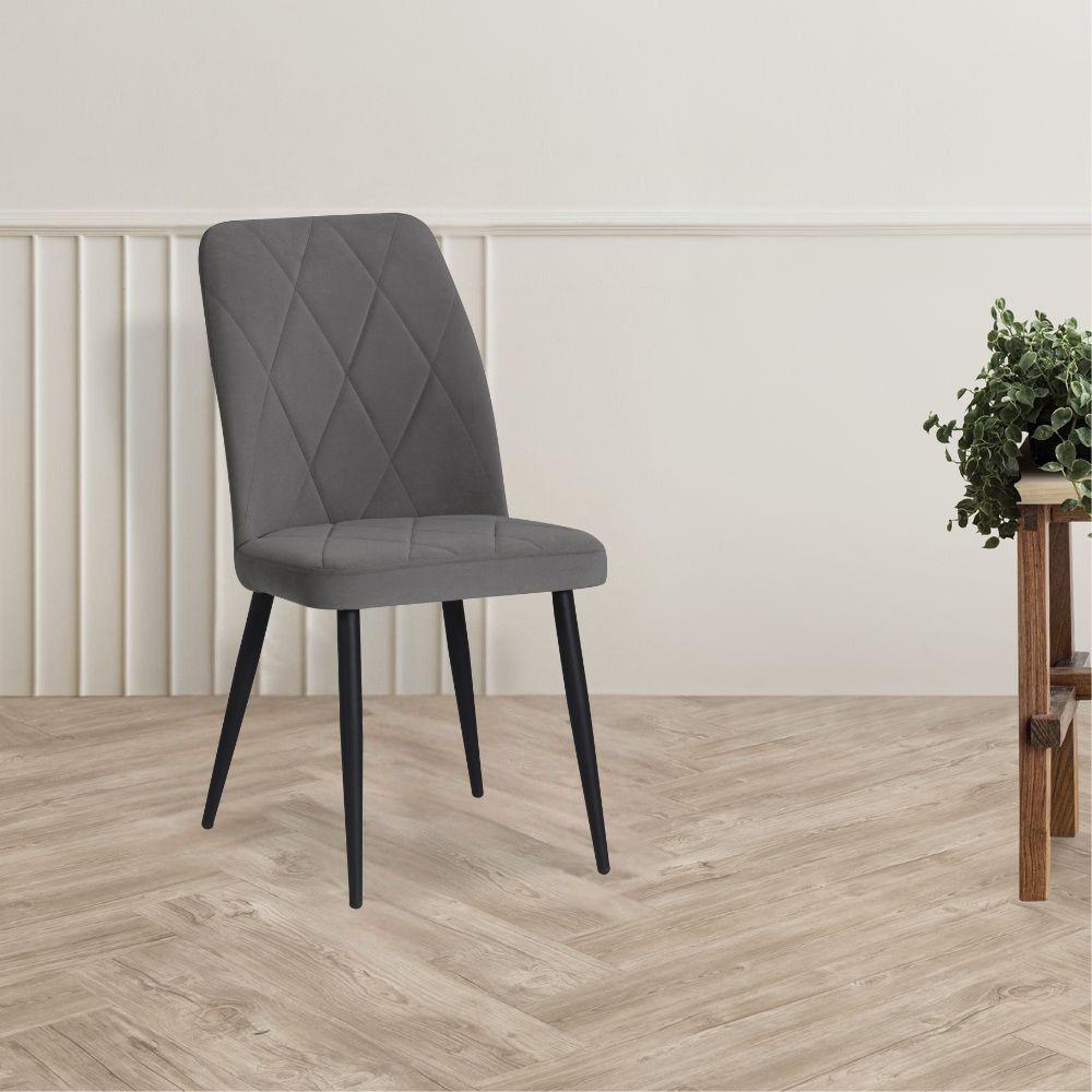 Sedia Vika in tessuto Anka 5 grigio con piedini neri set 4 pezzi