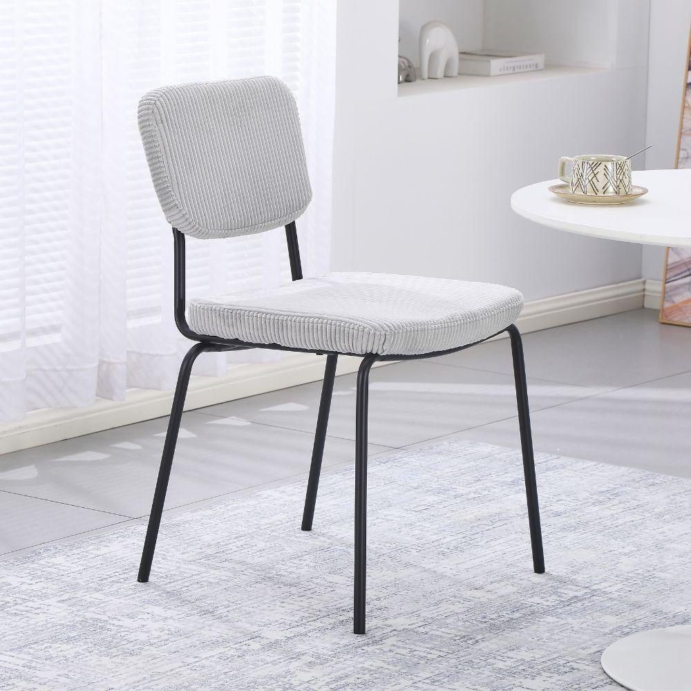 Sedia Juno in tessuto colore grigio chiaro e struttura in metallo nero set 4 pezzi