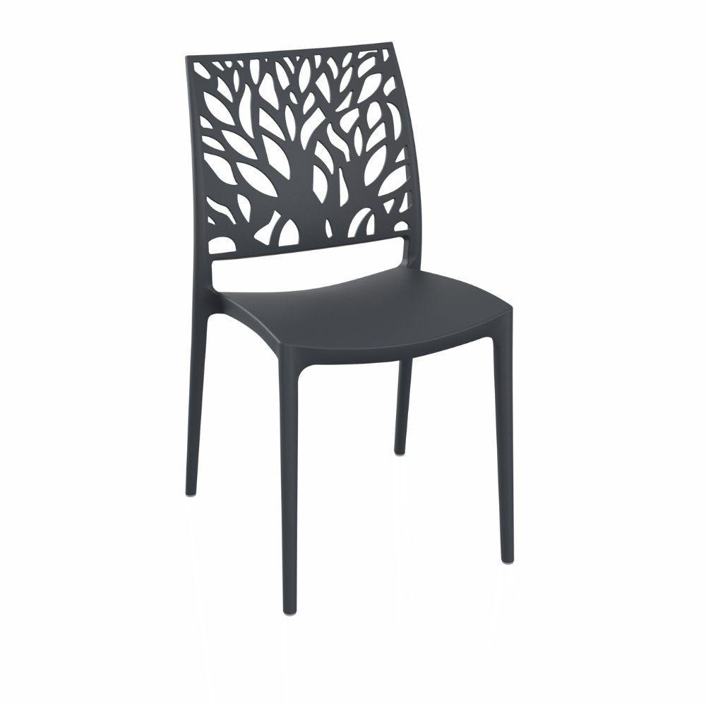 Sedia Tree in polipropilene rinforzata con fibra di vetro colore grigio metal set 4 pezzi