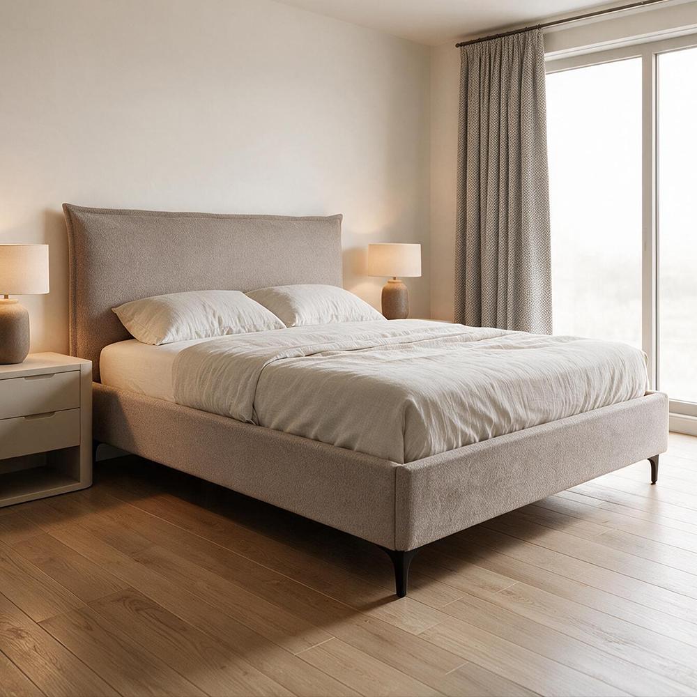 Letto matrimoniale Line contenitore in tessuto Aragon 20 taupe