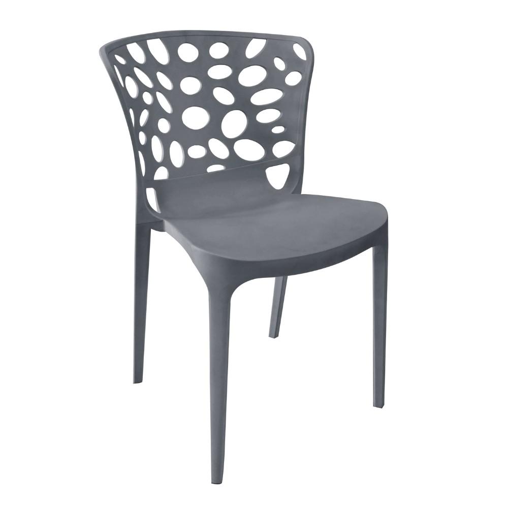 Sedia in polipropilene Zyra con schienale traforato dark grey set 4 pezzi