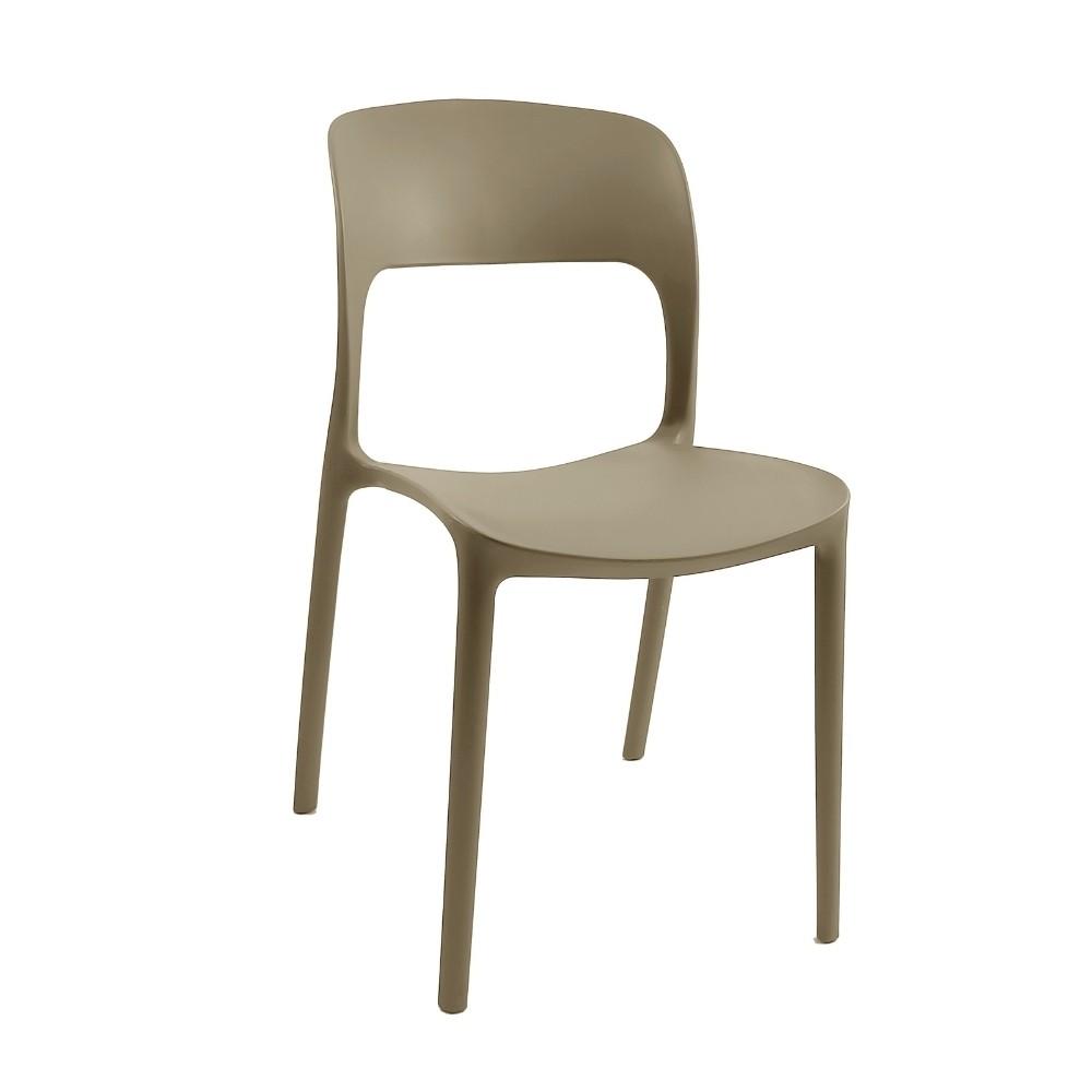 Sedia in polipropilene Vela con schienale ergonomico con apertura centrale colore taupe set 4 pezzi