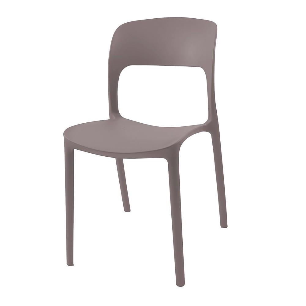 Sedia in polipropilene Vela con schienale ergonomico con apertura centrale colore taupe grey set 4 pezzi
