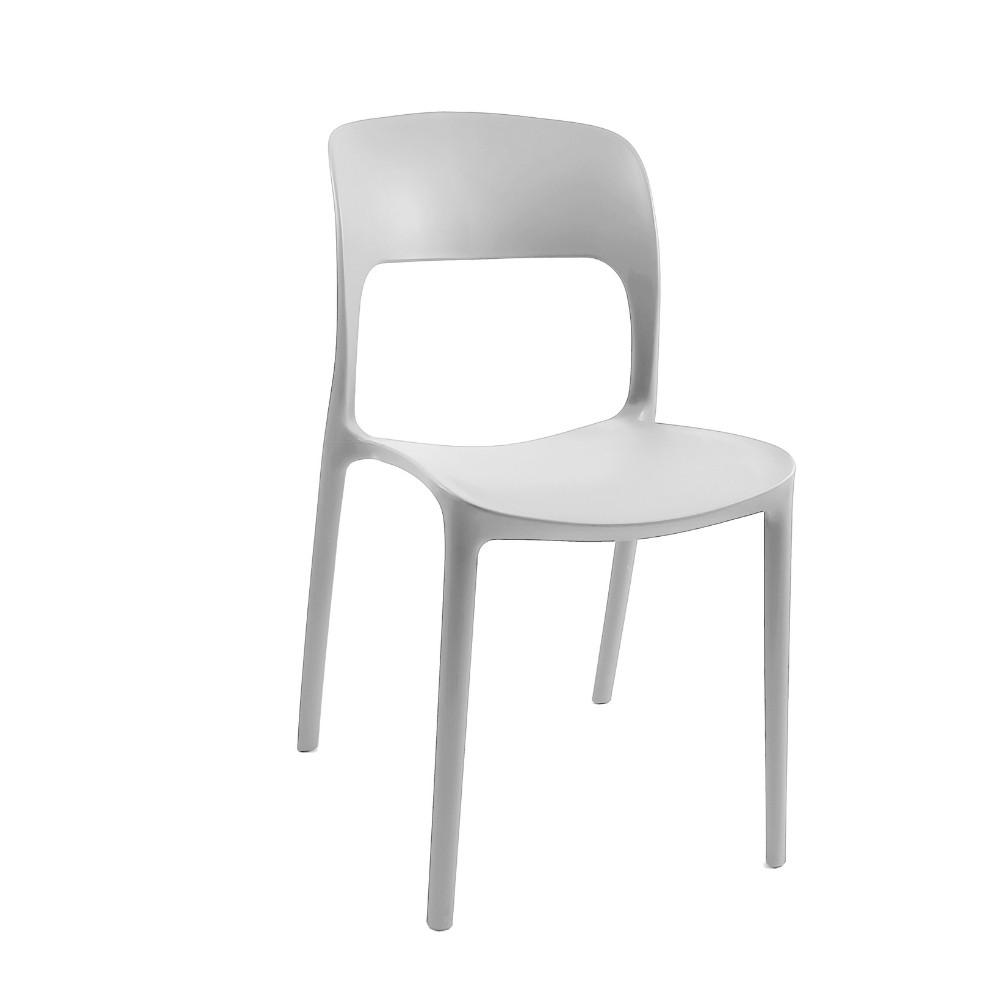 Sedia in polipropilene Vela con schienale ergonomico con apertura centrale colore bianco set 4 pezzi