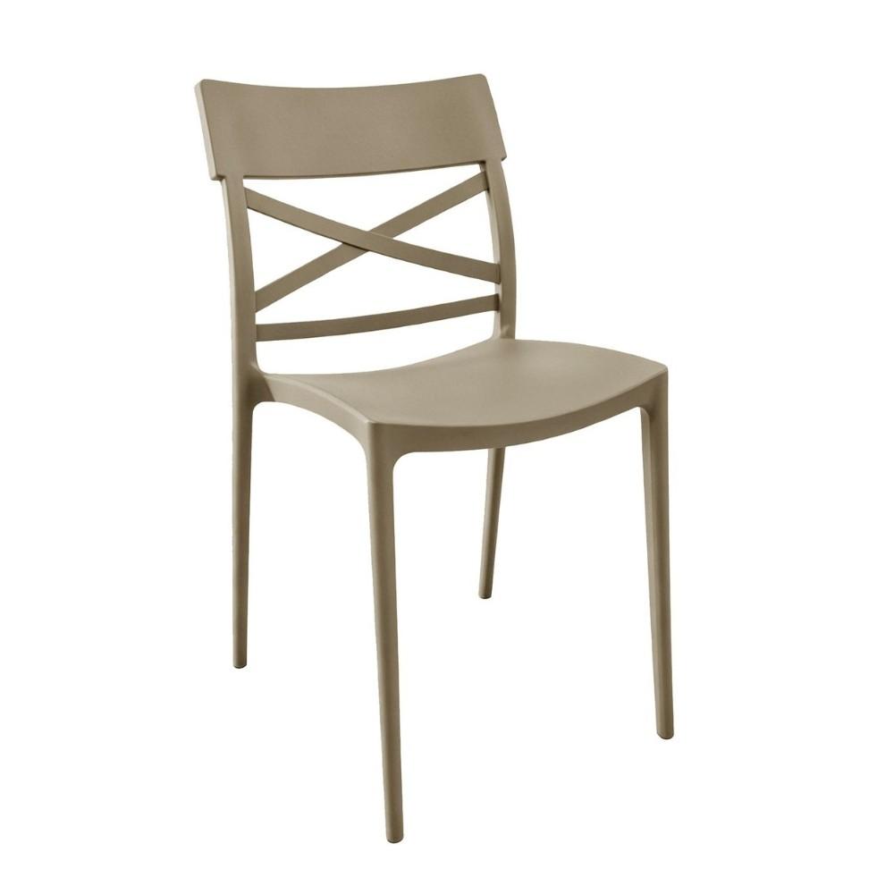 Sedia in polipropilene Mami con schienale incrociato light taupe set 4 pezzi
