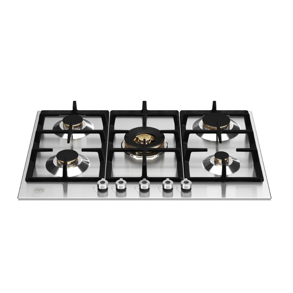 Piano cottura Bertazzoni P755CPROX a gas da 75 cm. 5 zone con dual wok centrale inox