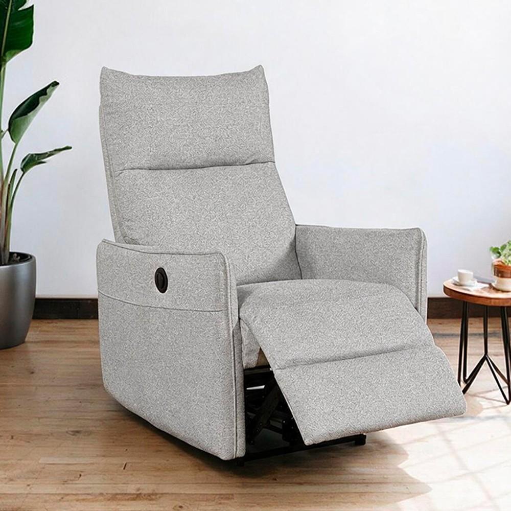 Poltrona relax Melany con recliner elettrico in tessuto G378 grigio chiaro melange