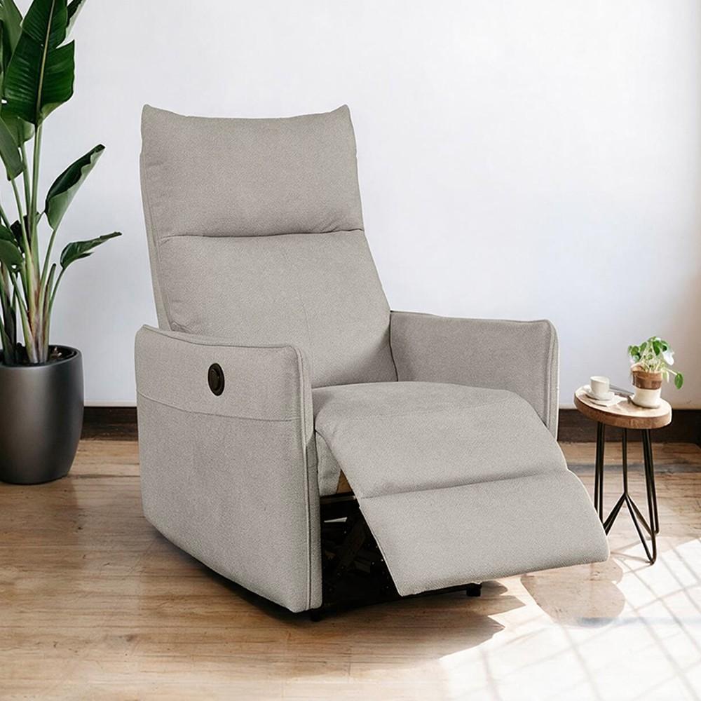 Poltrona relax Melany con recliner elettrico in tessuto G375 beige