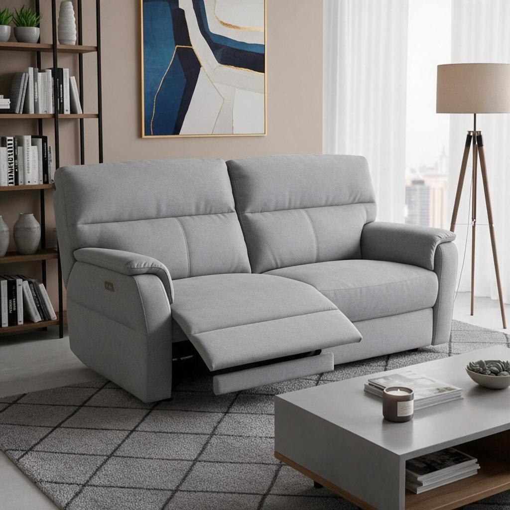 Divano relax 3 posti Alice con 2 recliner elettrici in Nabucco 38 grigio