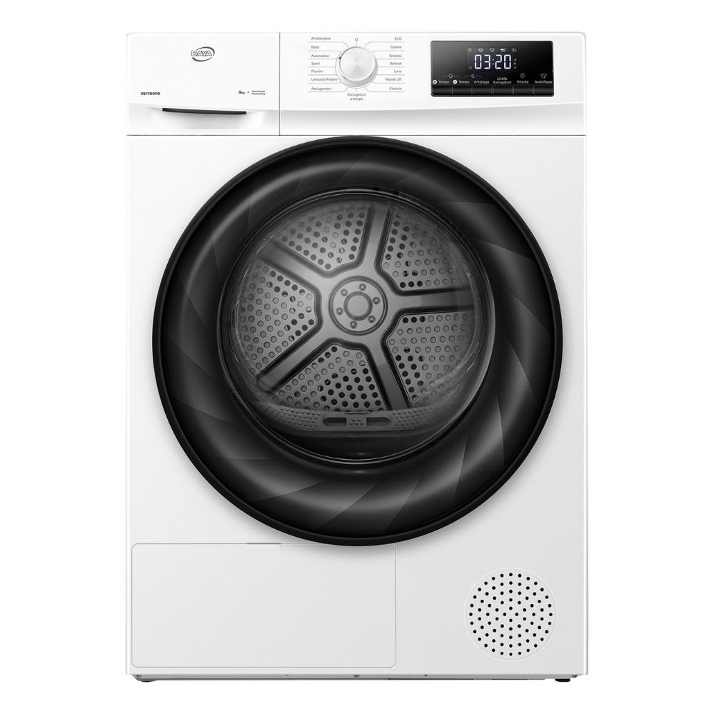 Asciugatrice Daya DHTD9PD 9 kg pompa di calore con rotazione bidirezionale e sensore umidit&agrave; bianco classe D