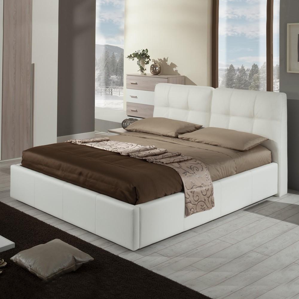 Letto matrimoniale con contenitore Melia bianco