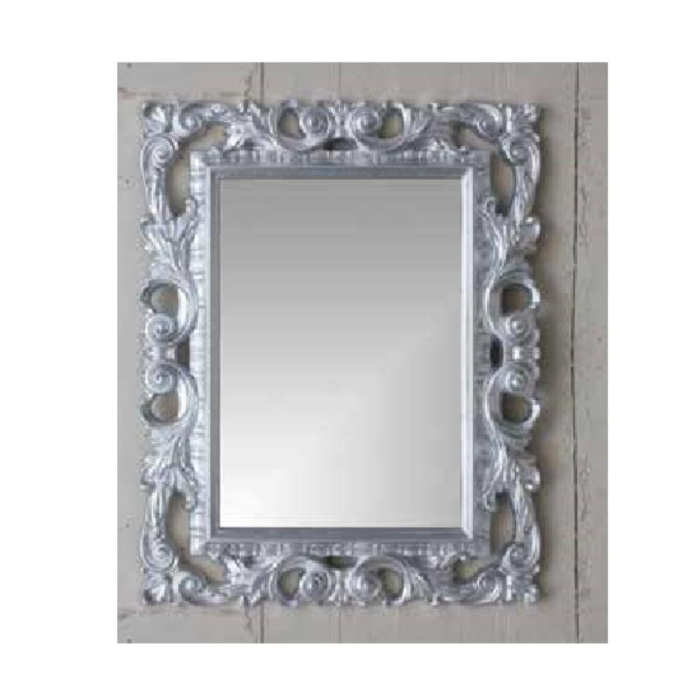 Specchiera Madrid con decoro in stile barocco argento