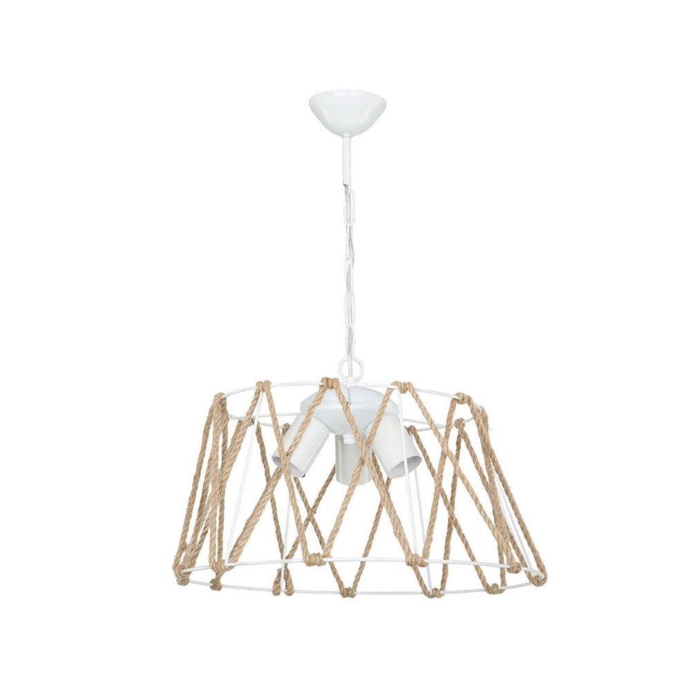Lampada a sospensione  Evren ASZ1030 3 luci metallo bianco e corda