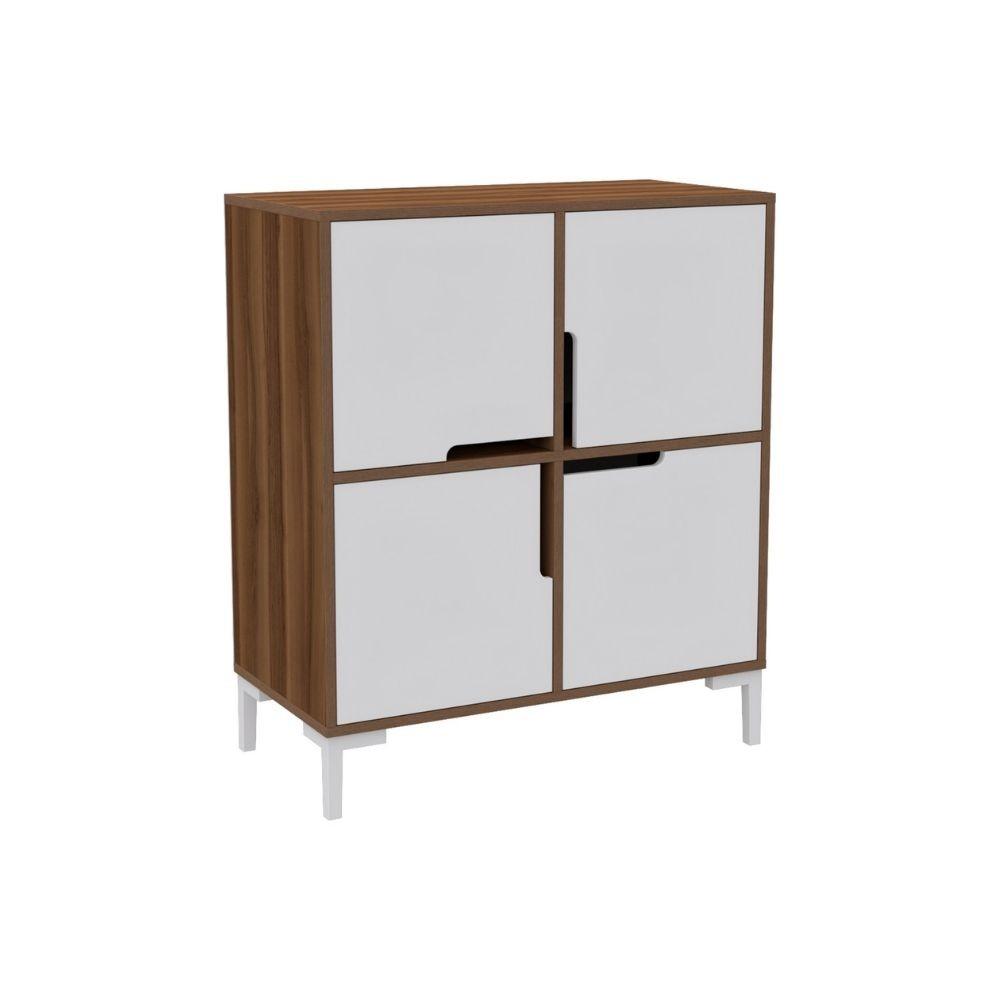 Multiuso Wind Tower 4 scomparti colore noce bianco90x45x90h