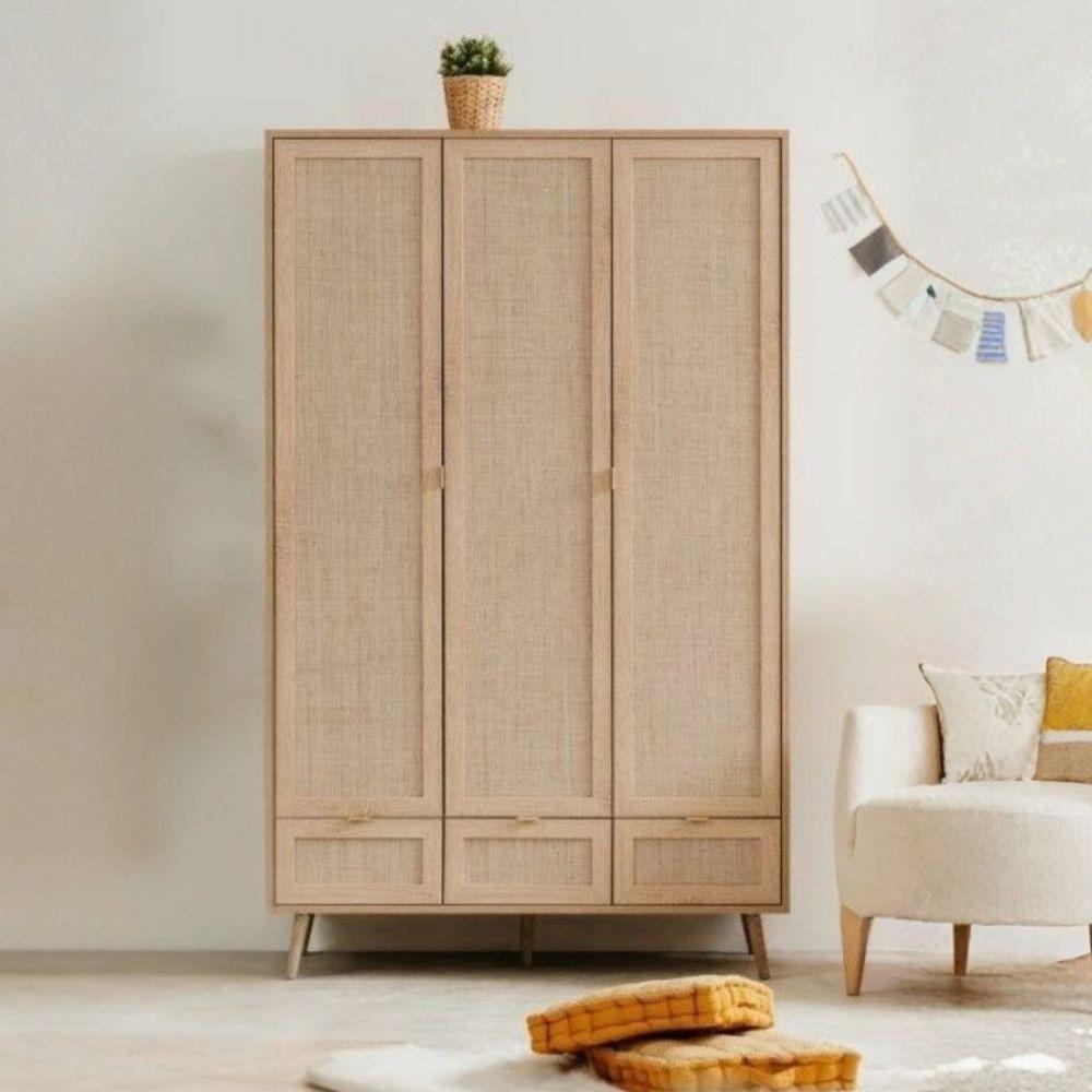 Armadio Bali 60B 3 ante e 3 cassetti effetto vimini