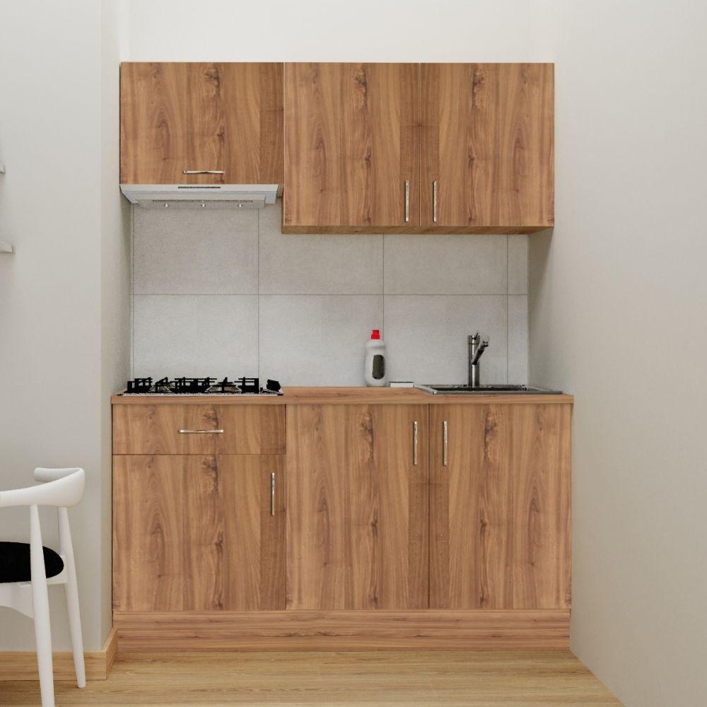 Cucina monoblocco Isernia 160 rovere reversibile con elettrodomestici