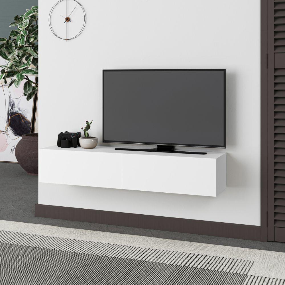 Mobile porta TV sospeso Francy bianco ante a ribalta 135x31.7x25 cm.