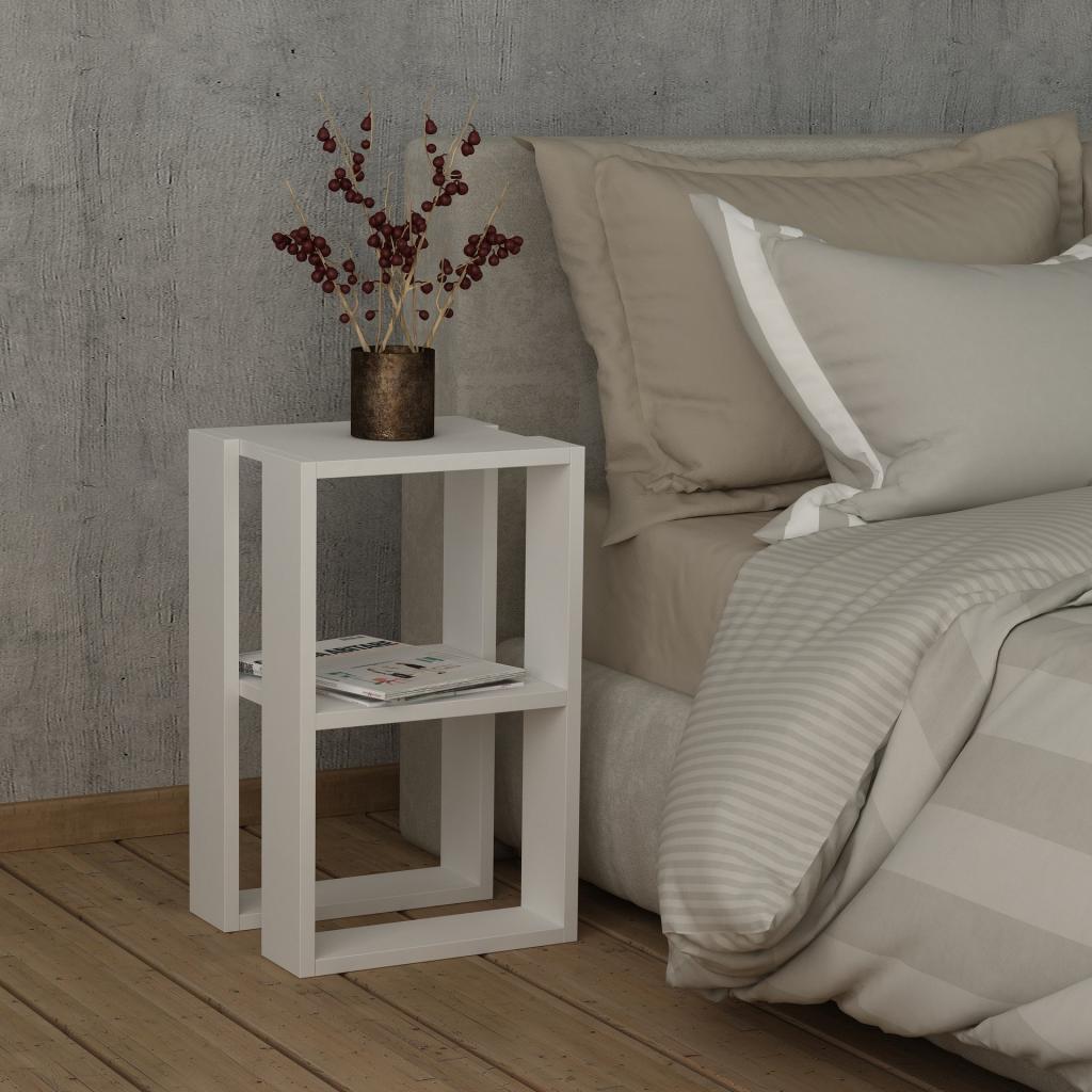 Tavolino comodino Lonie colore bianco