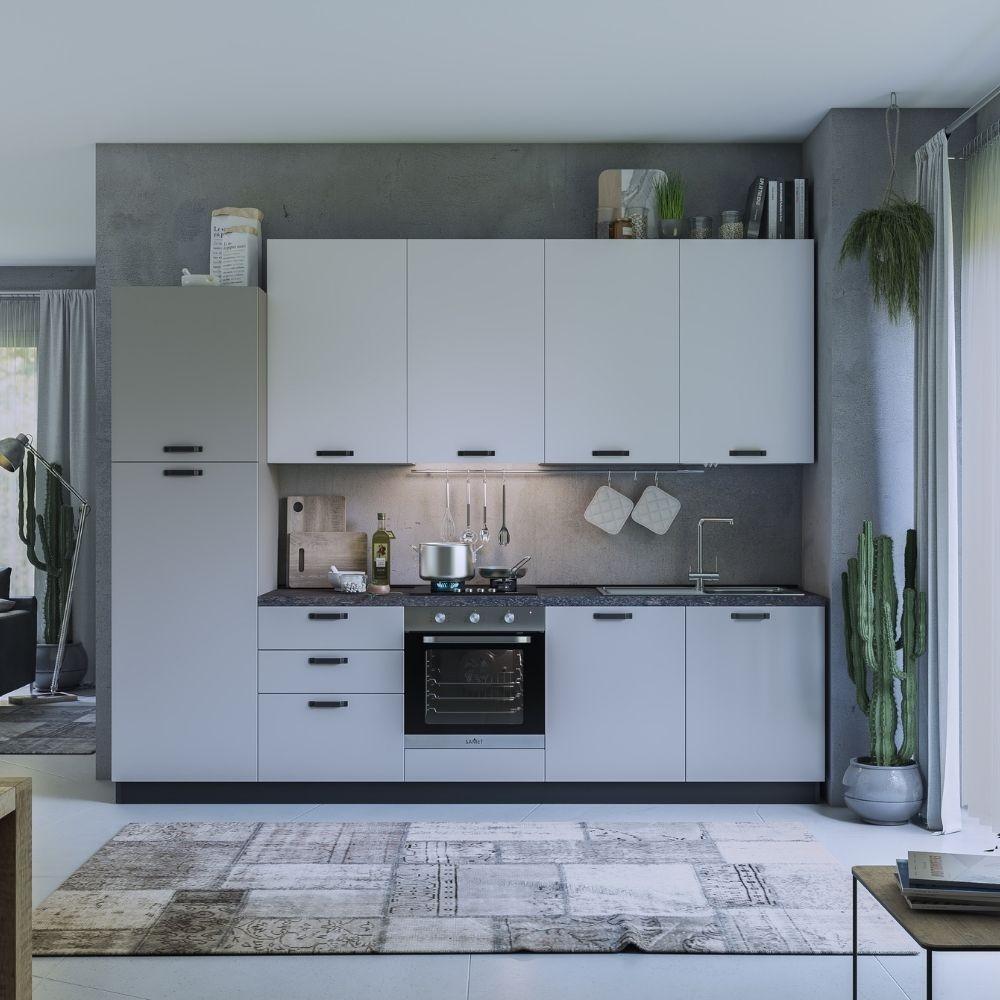 Cucina Rovigno Selene 300 cm grigio e bianco sinistra